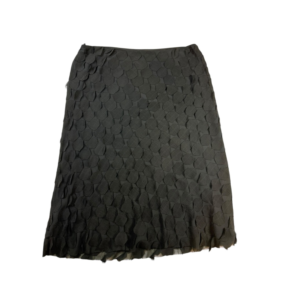 Lauren‎ Ralph Lauren Black Textured Midi Skirt XL Silk Blend
